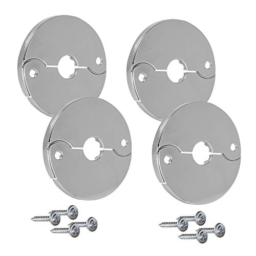 PROCURU 4-Pack 1/2-Inch CTS (5/8' OD) E3755 Hinged Split Escutcheons, Chrome Pipe Cover Plates with...