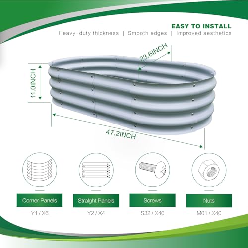 Gardmax Galvanized Raised Garden Bed, Lightweight Planter Boxes Outdoor with Easy Assembly, Large Garden Bed for Vegetables, Fruits, Flower Silver - Image 3