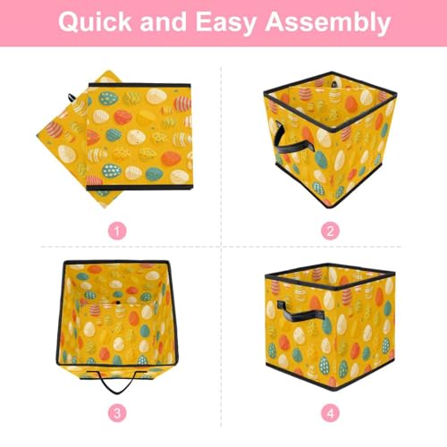 Panier de rangement jaune pliable de style cube pour organisation maison