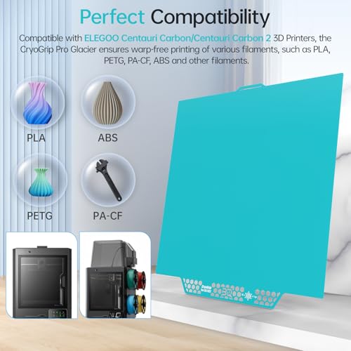 Image of BIQU CryoGrip Pro Glacier Compatible with ELEGOO Centauri Carbon /Centauri Carbon 2 3D Printers 260x286.5mm CC /CC 2 Panda Build Plate Double Sided Upgrade Removable Surface Platform