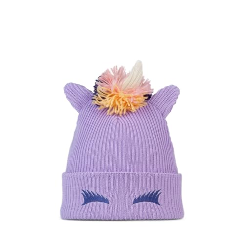 Bonnet tricoté licorne Buff raisin glacé : fini les oreilles froides