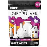KUPI 0,9kg Gips zum Gießen Lufthärtend & Geruchlos | Keramik Gießpulver Weiß | Gießmasse für Silikonformen | Reliefgießpulver zum Basteln Modellieren Strukturieren