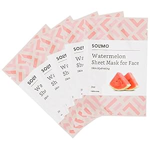 Amazon Brand – Solimo Face Sheet Mask, Watermelon, Pack of 5