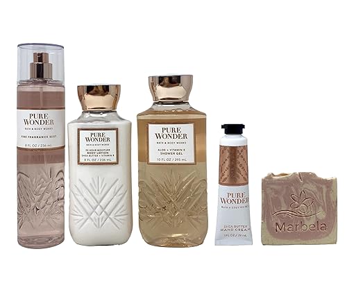 Bath & Body Works Pure Wonder Deluxe Gift Set - Fragrance Mist - Shower Gel - Body Lotion and Hand Cream - with a Himalayan Salts Springs Sample Soap.
