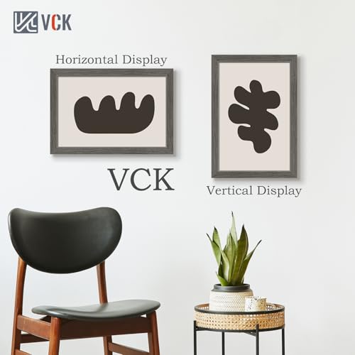 Image of VCK 12x18 Frames 3 Pack, Gray Grey Poster Frame MDF Wood with Polished Plexiglass, Wall Mounting Horizontal & Vertical Display