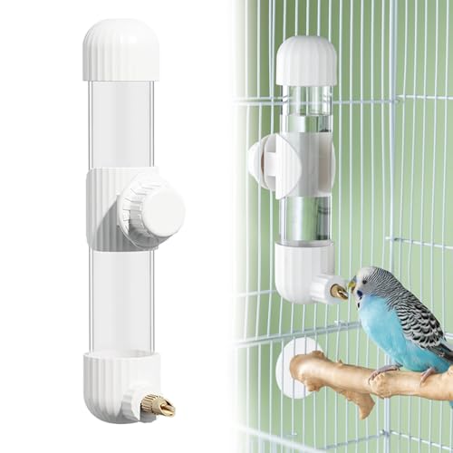 AOTU No Mess Bird Water Dispenser Bird Cage Accessories 7.4 Fl Oz Bird Water Bottle for Cage Automatic Parrot Water Dispenser Clear Feeder for Parakeet Conure Cockatiel Lovebird & Canary