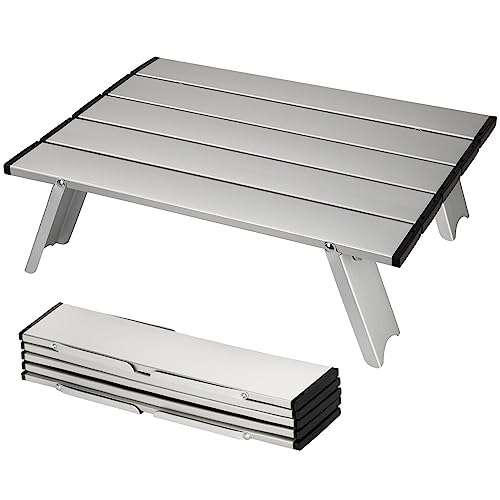 TINGJS Campingtisch Klappbar Aluminium Mini Tragbarer Klapptisch Klein für Trekking Outdoor Reisen Picknick 39x28 cm