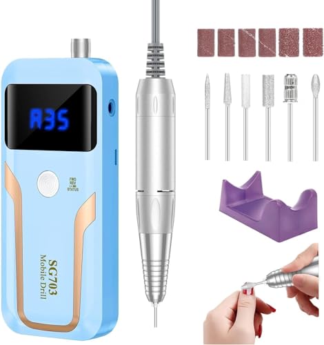 Torno para Uñas 35000 RPM, Lima de Uñas Eléctrico Profesional con 6 Brocas y Pedal para Manicura Pedicuram, Torno Uñas, Lima Electrica Uñas con Pantalla LED del Taladro del Clavo para Salón DIY…