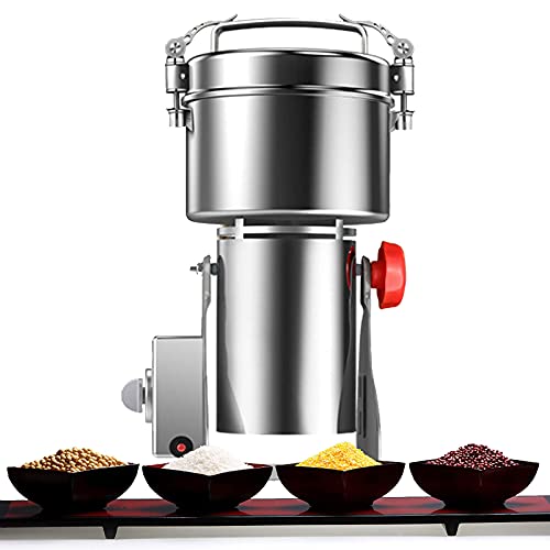 Molino, Molinillo de Cereales, Especias y Hierbas, máquina de harina en Polvo de Acero Inoxidable 304, pulverizador de Alimentos multifunción Comercial para el hogar con Temporizador para maíz y