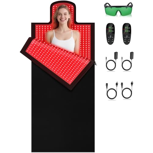 Red Light Therapy Blanket, 85in X 33in Large Size, 3100 LEDs Dual Wavelength 660 & 850nm Infrared and Red Light Therapy Mat for Full Body Pain Relief, Joint or Back, Whole Body Coverage with Timer