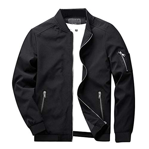 CRYSULLY Mens Fall Casual Windbreak Lightweight Softshell Bomber Jacket Coat Black