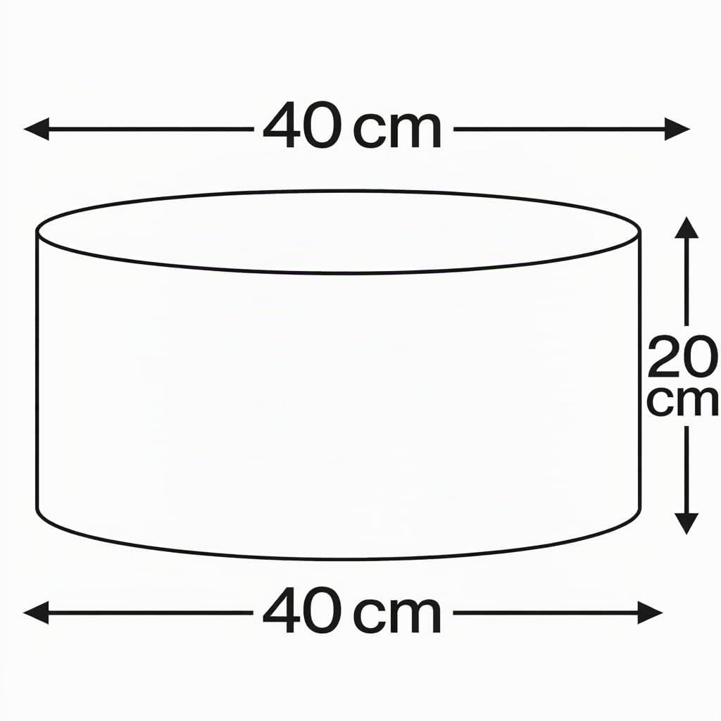 Pantalla Cilíndrica de Algodón, Hecha a Mano para Lámpara de Techo, Mesa y Pie (40 cm Diámetro, 20 cm Altura, Blanco)