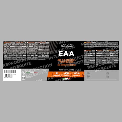 Bandini® EAA Essential Amino Acids 480 Comprimés - 9 Acides Aminés Essentiels - Complément Alimentaire - Sportifs et Athlètes - Puissant Pre-Workout - Suppléments Vegan & Zéro Sucre - 96 Portions – Image 6