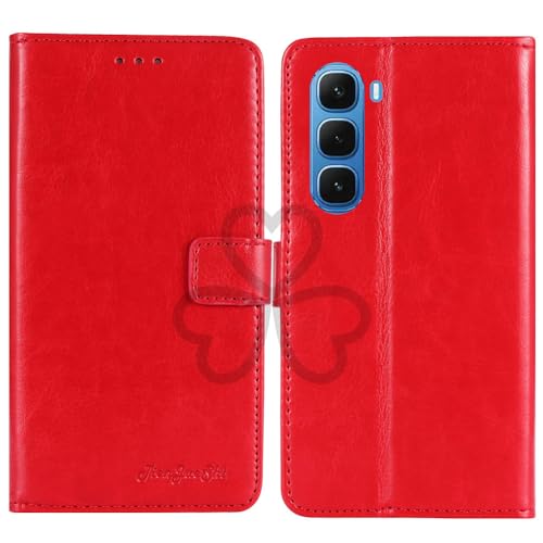 TienJueShi Red Book Stand Retro Flip Leather Protector Phone Wallet Gel Cover Etui TPU Silicone Case For Infinix Hot 60 Pro X688