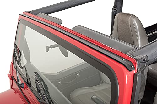 MasterTop Windshield Channel - Fits Jeep Wrangler CJ and YJ 1976-1995 - Provides Weather Tight Fit for Bimini Soft Top - Mounts to Factory Wind Shield Holes - Black Powder Coat Finish