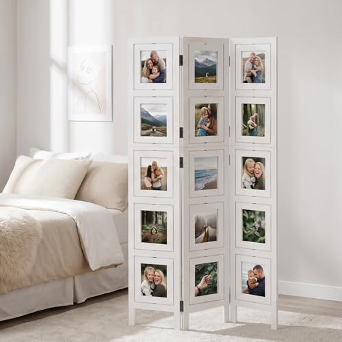 Homestyle4u 762, Foto Paravent Raumteiler 3 teilig Fotowand Holz Trennwand Sichtschutz White Washed