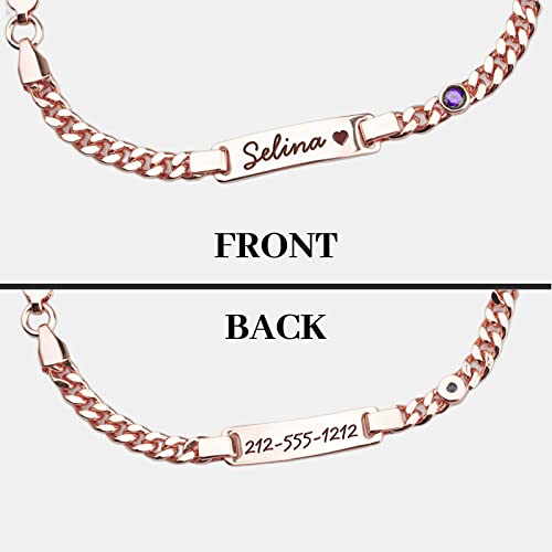 Personalized Baby Birthstone Bracelets for Infant Girls, Custom 18K Gold Plated Name ID Bracelets for Kids, 1st Birthday Girl, Customized Gifts for Newborn Birthday Baptism, Baby Shower2