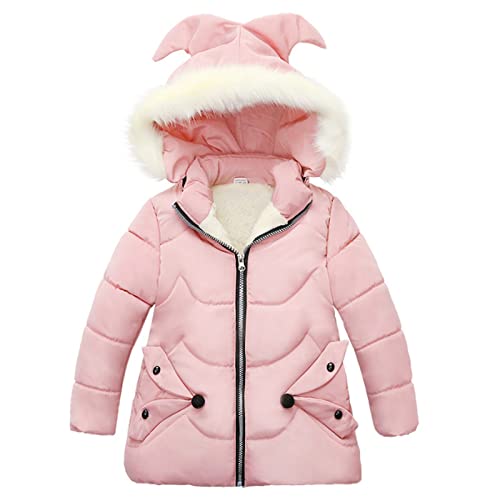 Toddler Girls Puffer Coat Long Sleeve Detachable Hooded Jacket Winter Thick Fleece Windproof Outwear