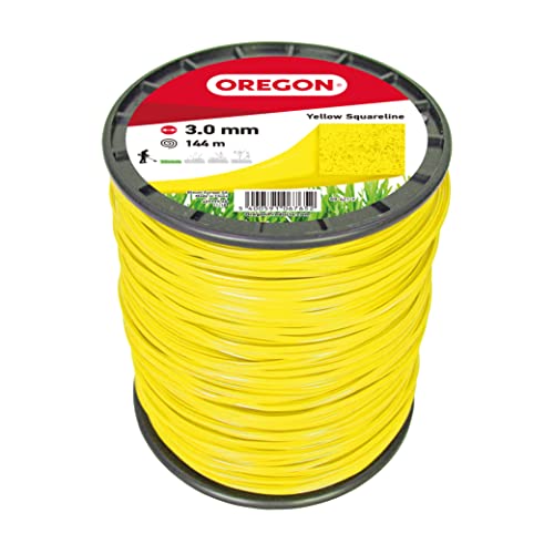 Fil de débroussailleuse Oregon Jaune Carré 3mm, Coupe herbes hautes, mauvaises herbes, végétation dense, Fil nylon haute résistance, compatible avec...