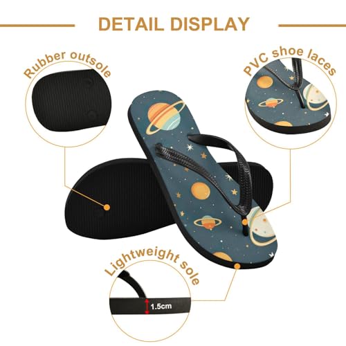 Space Planet Beach Summer Casual Flip Flop Sandals Non-Slip Quick Dry for Women Men 214B30192