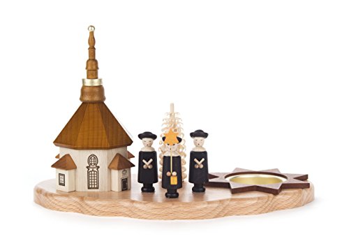 Teelicht-Halter mit Kirche und Kurrende von DREGENO SEIFFEN 21,5 cm...