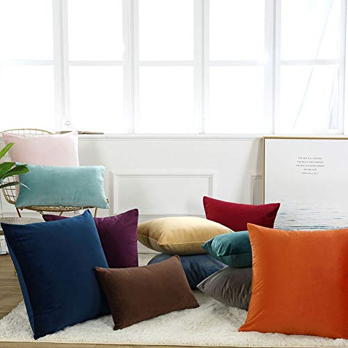 JUSPURBET Velvet Pillow Covers,Pack of 2 Decorative Throw Pillow case for Couch Bed Sofa,Soft Cushion Pillowcase,26x26 Inches,Eggplant Purple