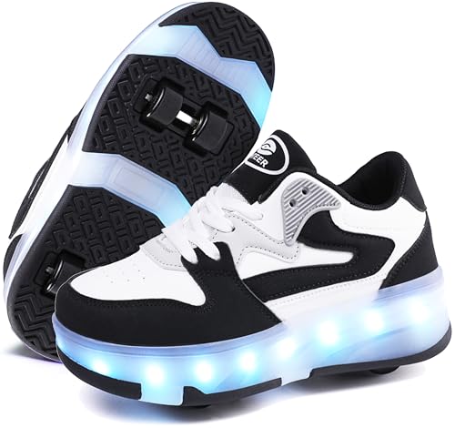 AIkuass Roller Skate Shoes- LED Light Up Roller Shoes Boys Girls Kids Sneakers Rechargeable Wheel for Beginners Best Gift