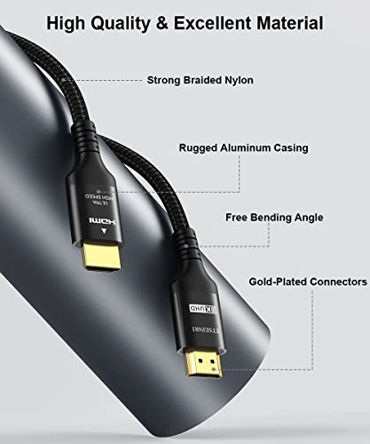 8K HDMI 2.1 Kabel 2M, Etseinri Gecertificeerd 48Gbps Ultrahoge Snelheid HDMI Kabel Ondersteuning 8K@60Hz 4K@120Hz eARC HDCP 2.2&2.3 Dynamische HDR Dolby Atmos Compatibel met PS5 HDTV Monitor en meer - Image 6