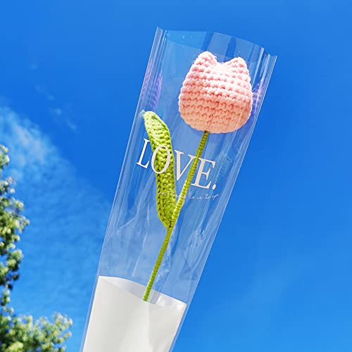 Crochet Flower 1 Pcs Finished Handmade Knitted Sunflower Tulip Rose Artificial Flower Faux Plants Home Decor Gift For Mothers Day Fathers Day Graduation #TOP3