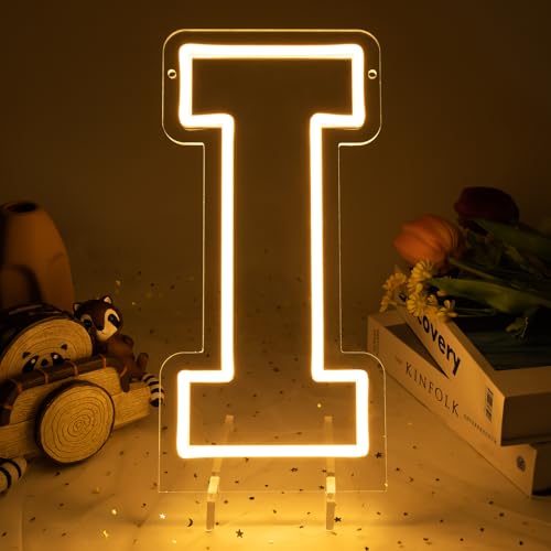 Image of Light Up Letters I, Led Marquee Letter Lights Neon Sign, 13.9 inch Height Decorative Lighted Alphabet Number, Battery /USB Powered Led Letters Lights for Wedding, Birthday, Party, Christmas or Home Decor