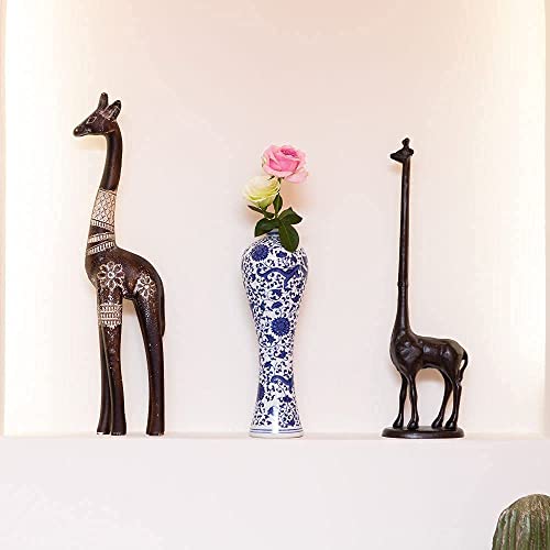 Chinese Blue And White Vase Antique Handmade Ceramic Flower Vase, Porcelain Decorative Glazed Vases For Home Decor, Table, Living Room, Fish Tail Vase (No.02) #TOP4