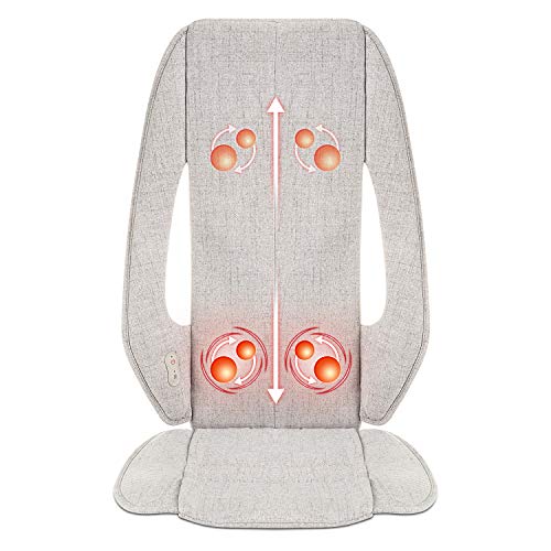 Back Massager Cushion Chair Pad - Shiatsu Deep Tissue Kneading Massager with Heat, Full Back Pain Relief, Home Office Use by Tespo