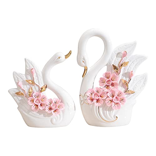 Estatuas de cisnes pareja para centro de mesa set 2 miniatura 7