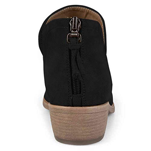 YDN Womens Mid Heels Ankle Booties Almond Toe Block Low Heels Pumps Classic V Cut Back Zipper Shoes Size 4-15 US3