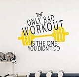 The Only Bad Work Out is The One You Didn't Do Gym Wall Stickers Inspiration Quotes for Sports Wall