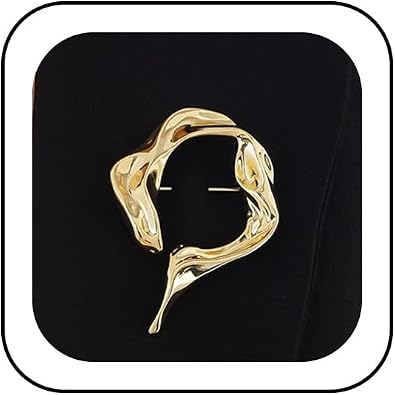 Gold Statement Simple Hollow Brooch Pin for Women, Vintage Unique Hammered Irregular Geometric Brooch Suit Costume Chest Accessories Y2K Jewelry Gift