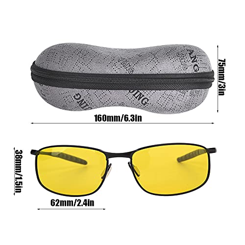 Sports Sunglasses for Night Vision, Metal Frame Rectangular Sports Sunglasses with Anti-Glare Amber Lenses for Men Women Cycling Driving Fishing2