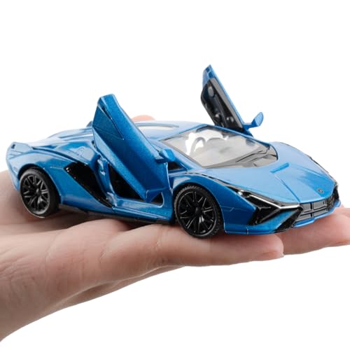 TGRCM-CZ Lamborghini Sián FKP37 Casting Car Modell, Zinklegierung Pull Back Fahrzeuge Spielzeugauto für Kleinkinder Kinder Jungen Mädchen Geschenk Blau