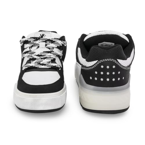 Image of Red Tape Men's Sneakers Black Pu Mesh Round Toe Lace-Up All-Day Comfort