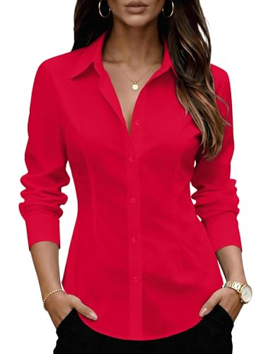 Image of Zeagoo Women's Wrinkle Free Button Down Shirts Long Sleeve Dress Shirts Collared Business Casual Blouses Tops XS-3XL
