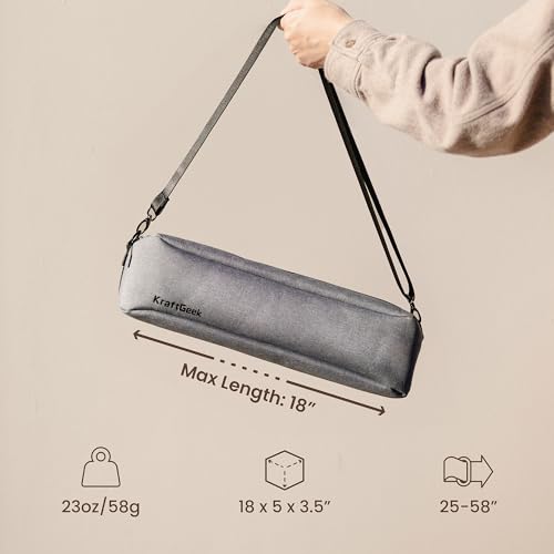 KraftGeek 18.5" Music Stand Carrying Case Compatible Music Stand, Single Compartments with Pockets, Heavy Duty with Adjustable Straps - Thumbnail 3