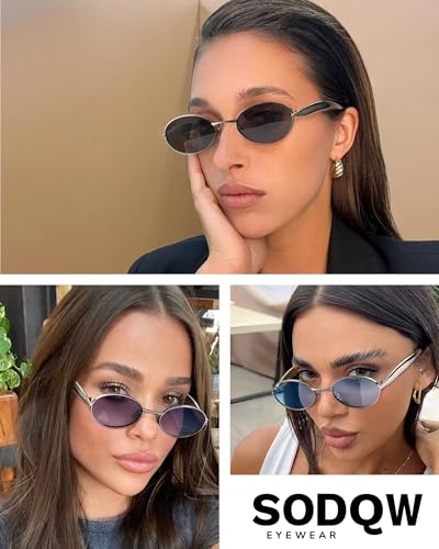 SODQW Retro Oval Sunglasses for Women Vintage Round Sun Glasses with Gold Metal Temples UV400 Protection 2025 Shades3