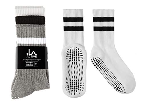 La Active Non Slip Yoga Grip Socks - Anti Skid Barre Ballet Pilates Socks, Anti Skid Socks With Mid Calf Design For Women #TOP2