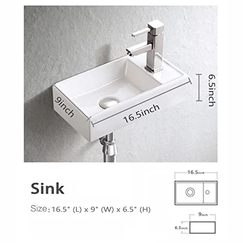 Neaylfe 16.5'' X 9'' Small Bathroom Vessel Sink, Bathroom Corner Sink, Wall Mount Corner Sink, Above Counter Porcelain Ceramic Vessel Vanity Sink Art Basin - White #TOP5