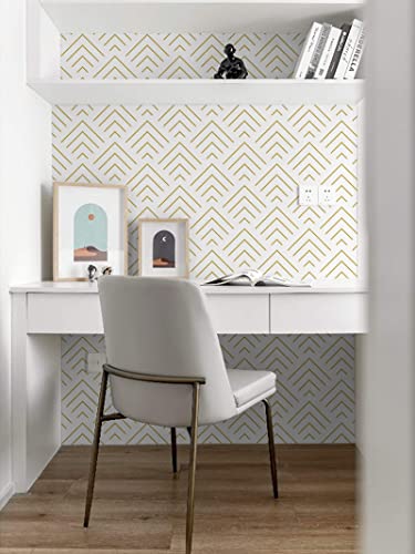 Heroad Brand Peel And Stick Wallpaper Geometric Wallpaper Gold And White Contact Paper Self Adhesive Removable Wallpaper For Cabinets Walls Countertop Waterproof Thicken Vinyl 78.7"X17.3" #TOP7