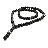 Onyx : 10 mm , Lava : 10 mm Königskette Edelstein Halskette Onyx Lava Perlen 10mm Krone Schmuck Stahl Rosenkranz schmuck/ALLA