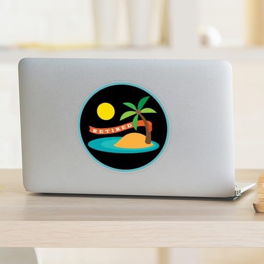 CafePress Retired Tropical Retirement Medium Die Cut Sticker, 5.75" x 5.75" Clear