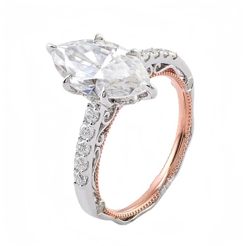 NAOKETEN 18K Gold Vintage/Antique Art Deco Moissanite Engagement Ring for