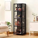 Wetsfgdg Vitrine für Sammlerstücke Vitrinenschrank Geeignet Für Wohnzimmer, Schlafzimmer, Arbeitszimmer, Spielzimmer Und Kinderzimmer-Schwarz-L42*W33*H130cm