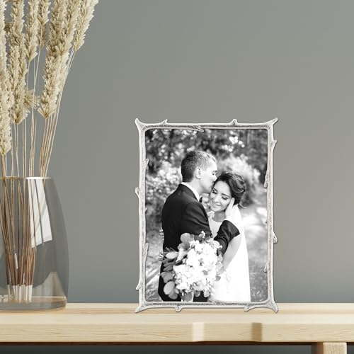 Image of Lawrence Frames 712657 5x7 Silver Metal Natural Branch Design Picture Frame